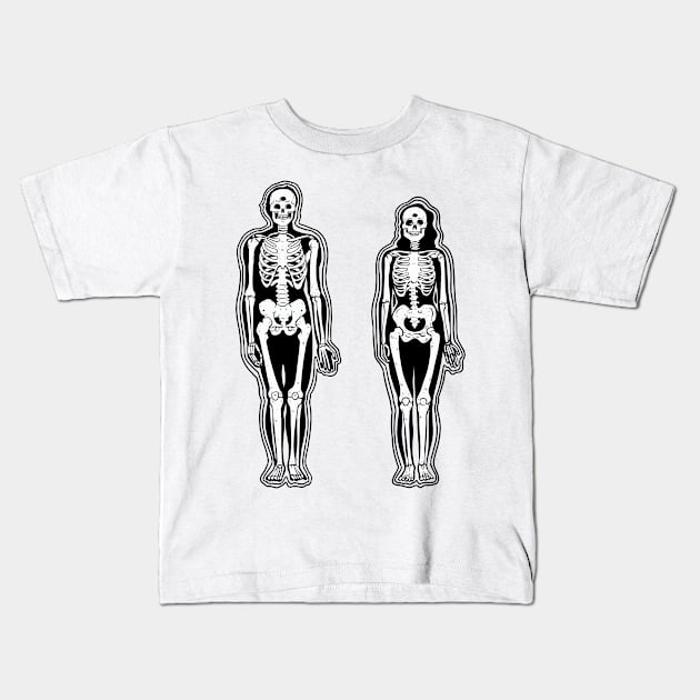 Man and woman skeleton xray halloween goth deisgn Kids T-Shirt by Juliet & Gin